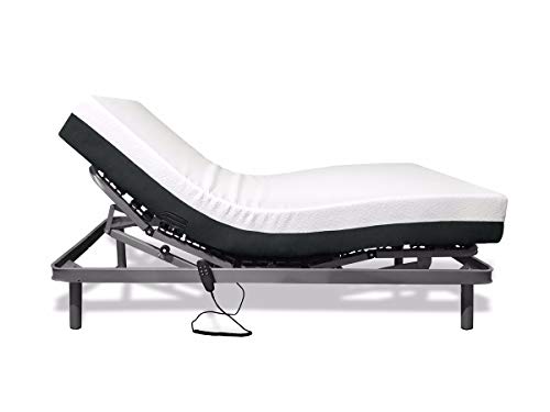 Duérmete Online Somier Articulado Eléctrico Reforzado 5 Planos (Taco de Caucho) + Colchón Artimat Plus Viscoelástico, Madera, 90x180 Duérmete Online Somier Articulado Eléctrico Reforzado 5 Planos (Taco de Caucho) + Colchón Artimat Plus Viscoelástico, Madera, 90x180
