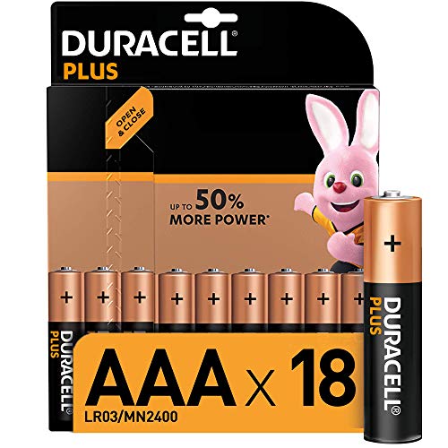 Duracell - Plus AAA, Pilas Alcalinas (Paquete de 18 con apertura simplificada) 1,5 Voltios LR03 MN2400 Duracell - Plus AAA, Pilas Alcalinas (Paquete de 18 con apertura simplificada) 1,5 Voltios LR03 MN2400