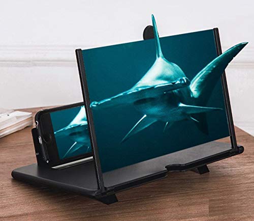 Eastor Amplificador de pantalla de teléfono 3D, lupa de pantalla, soporte plegable de 30,48 cm, lupa de pantalla para teléfono móvil 3D para películas, vídeos y juegos – 4X aumento (negro)