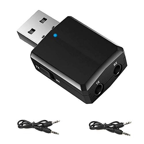 EasyULT Adaptador Bluetooth USB 5.0, Transmisor Receptor Bluetooth 3-en-1 con Audio Inalámbrico 3.5MM Cable, para PC/TV/Auriculares/Altavoces/Radio - Negro EasyULT Adaptador Bluetooth USB 5.0, Transmisor Receptor Bluetooth 3-en-1 con Audio Inalámbrico 3.5MM Cable, para PC/TV/Auriculares/Altavoces/Radio - Negro
