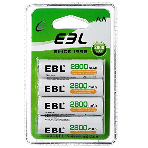 EBL 2800mAh Pilas Recargables AA Ni-MH 1200 Ciclo Alta Capacidad (4 Unidades)