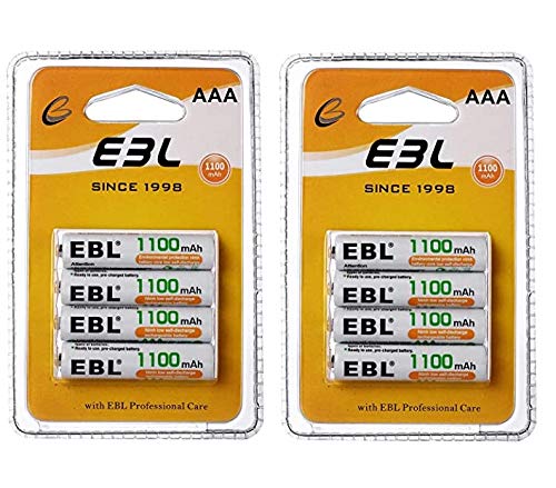 EBL AAA Baterías Recargables (Paquete de Venta al público),1100mAH AAA Baterías,(8 Unidades)