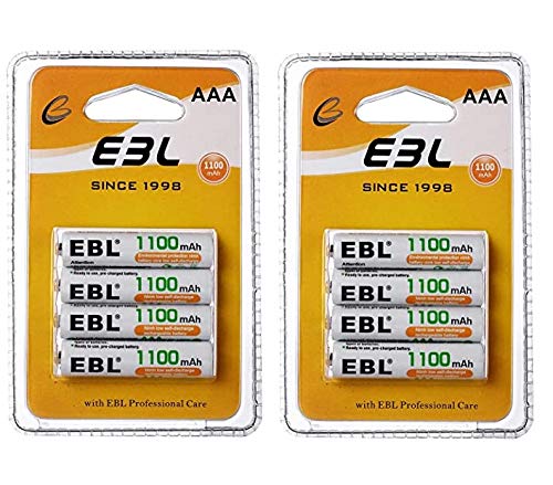 EBL AAA Baterías Recargables (Paquete de Venta al público),1100mAH AAA Baterías,(8 Unidades) EBL AAA Baterías Recargables (Paquete de Venta al público),1100mAH AAA Baterías,(8 Unidades)