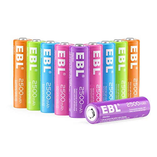 EBL Pilas Recargables AA Ni-MH Arco Iris Batería Recargables AA 2500mAh