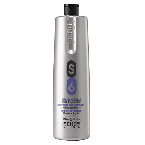 Echosline S6 Champú Antiamarillo 1000 mL 1L No Yellow - Anti amarillo para cabellos grises, rubios, descolorados | Atenua reflejos amarillos Echosline S6 Champú Antiamarillo 1000 mL 1L No Yellow - Anti amarillo para cabellos grises, rubios, descolorados | Atenua reflejos amarillos