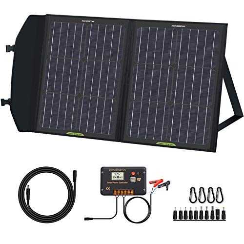 ECO-WORTHY 60W Panele Solare Plegable con Controlador de Carga, Salida DC, Carga Portátil para Uso en Exteriores, en Maleta para RV/Camper/Excursionismo/Tablet/Smartphone ECO-WORTHY 60W Panele Solare Plegable con Controlador de Carga, Salida DC, Carga Portátil para Uso en Exteriores, en Maleta para RV/Camper/Excursionismo/Tablet/Smartphone