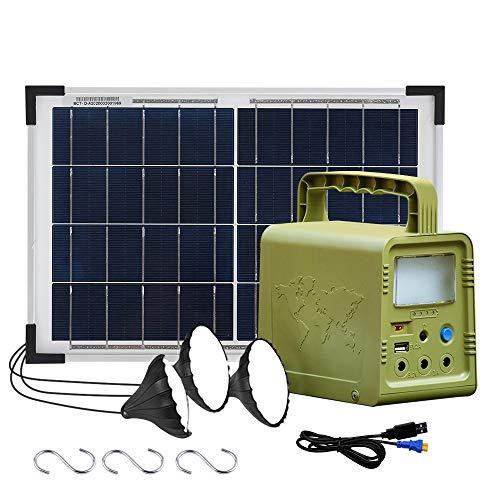 ECO-WORTHY 84Wh Sistema de kit de iluminación de generador solar de estación de energía portátil con panel solar de 18W y lámpara LED para acampar al aire libre, emergencia en el hogar