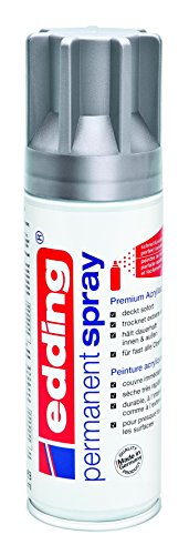 edding 5200-923 - Spray de pintura acrílica premium, 200 ml de máxima opacidad, cubre inmediatamente, secado rápido sin burbujas, color plata mate