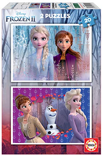 Educa Borrás 2 puzzles infantiles, 20 piezas, Frozen II, a partir de 36 meses, color variado, 2 x 20 (18109) , color/modelo surtido