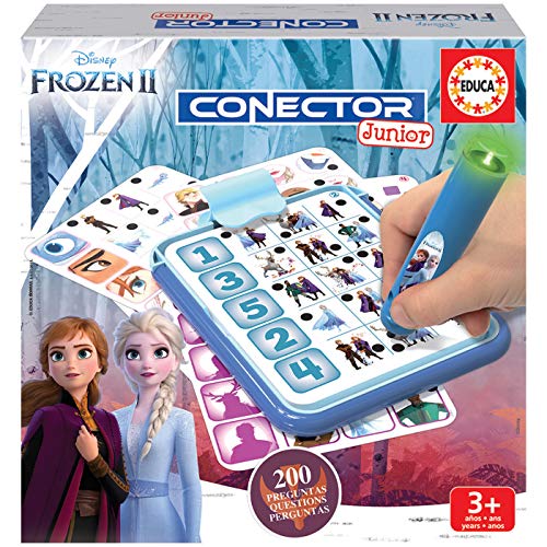Educa- Conector Junior Frozen II Juego de Preguntas y respuestas, Incluye boli Sabio con led, para niños de Entre 3 y 5 años (18543)