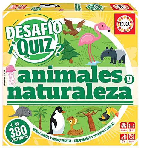 Educa- Desafio Quiz-Animales y Naturaleza Juego de Mesa, Multicolor (18219)