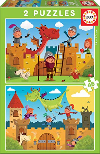Educa- Dragones y Caballeros 2 Puzzles de 48 Piezas, Multicolor (17151) Educa- Dragones y Caballeros 2 Puzzles de 48 Piezas, Multicolor (17151)