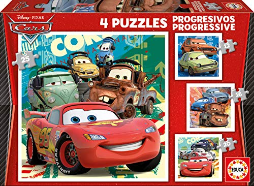 Educa - Puzzles Progresivos, puzzle infantil Cars 2 de 12,16,20 y 25 piezas, a partir de 3 años (14942)