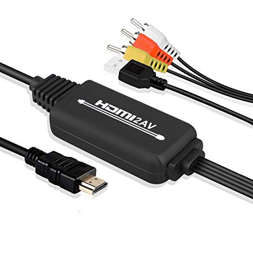 EEEkit HDMI a RCA, HDMI a AV 3RCA CVBs Compuesto de cable de audio y video convertidor Compatible con NTSC para Fire Stick/Roku/Chromecast / PS4, DVD/HDTV/Laptop/Xbox etc.