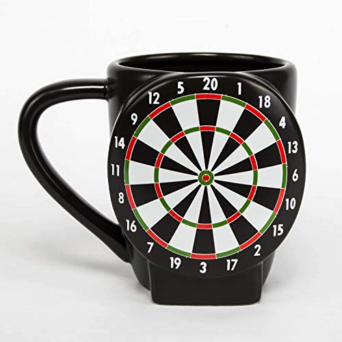 el & groove 3D Steeldart Taza en Negro, Taza de café de 400 ml (450 ml Lleno hasta el Borde), Taza de té de Porcelana, máquina de Dardos Bristol 180 Dart WM, Taza de decoración, Regalo