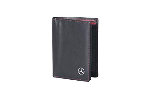 Eldera Auto Logo M1 - Cartera de piel para hombre, color negro y rojo