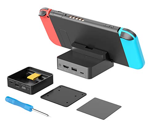 ElecGear Carcasa Vacío de Repuesto DIY para Nintendo Switch Dock, Soporte Caja de Estación de Acoplamiento con Cubierta Magnética y Ventilación de Aire