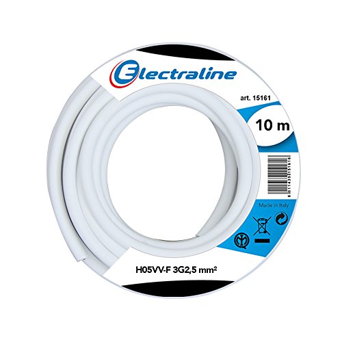 Electraline 11841, Cable para Extension H05VV-F, Sección 3G2.5 mm, 10 m, Blanco Electraline 11841, Cable para Extension H05VV-F, Sección 3G2.5 mm, 10 m, Blanco