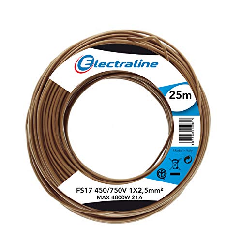 Electraline 13152 Cable unipolar FS17, sección 1 x 2.5 mm², Marrón, 25 m