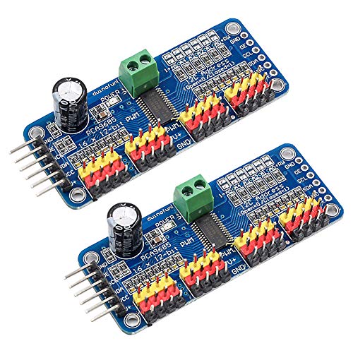 Electrely 2 Piezas PCA9685 16 canales 12 bits PWM Servo Motor Driver IIC Módulo para Arduino Robot y Raspberry Pi Electrely 2 Piezas PCA9685 16 canales 12 bits PWM Servo Motor Driver IIC Módulo para Arduino Robot y Raspberry Pi