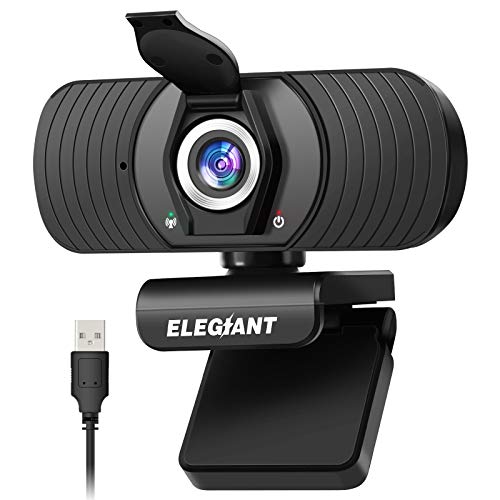 ELEGIANT Webcam Cámara Web 1080P HD PC Cámara de Ordenador con Micrófono y Cubierta de privacidad Cámara para Skype FaceTime Youtube Estudio en Línea Llamada PC para Juegos Ordenador Portátil