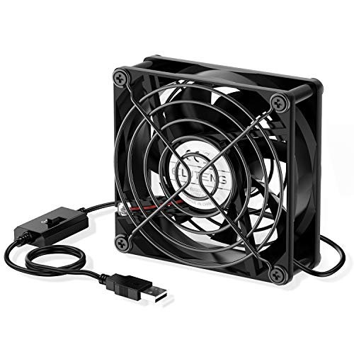 ELUTENG Ventilador USB 8cm con L/M/H 3 Velocidad Portátil Ventiladores PC para hogar/Oficina/Viaje de Negocios Metal 5V Ventilador 80mm USB Fan para PS4/Laptop/TV Box