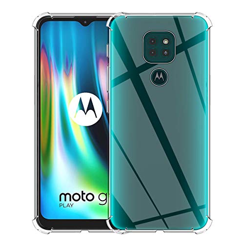 ELYCO Funda Cristal Compatible con Motorola Moto G9 Play, Carcasa Cristal Ultra Slim Flexible Suave Silicona TPU Bumper Clear Anti-arañazos Antigolpes Case Cover para Moto G9 Play-Transparente