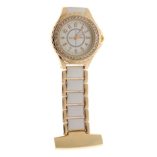 Enfermera Portatil Cuidadores De Oro Diamantes De Imitacion Reloj De Bolsillo De Bolsillo De Cristal Broche Pin