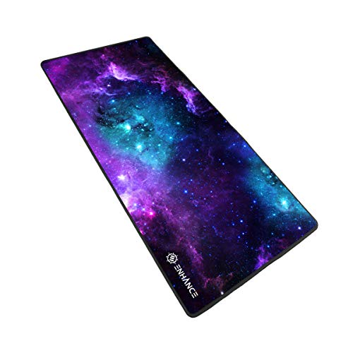 ENHANCE Alfombrilla Raton XXL Teclado y ratón Superficie de Baja fricción para Buen Deslizamiento de ratón Costuras en los Bordes y Base de Goma Antideslizante Gamers Galaxy