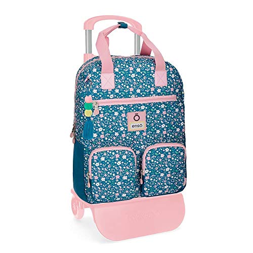 Enso Blue Garden Mochila con Carro Multicolor 30x40x13 cms Poliéster 15.6L