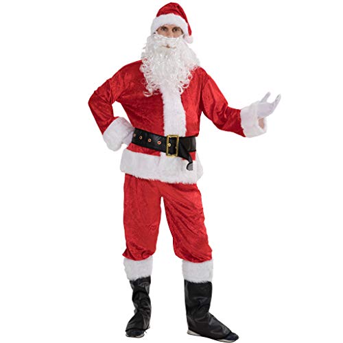 EraSpooky Terciopelo Santa Disfraz Hombre Papá Noel Disfraz EraSpooky Terciopelo Santa Disfraz Hombre Papá Noel Disfraz