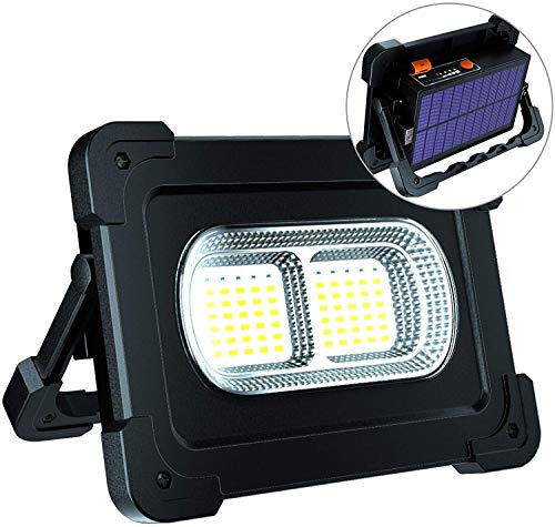 ERAY Luz de Trabajo, Foco LED Recargable 80W 6000 Lúmenes/Panel Solar/ 4 Modos de Iluminación/ IP65/ Batería Externa de 10000mAh/ Base Magnética, Ideal para Camping, Trabajo, Pesca, Color Negro ERAY Luz de Trabajo, Foco LED Recargable 80W 6000 Lúmenes/Panel Solar/ 4 Modos de Iluminación/ IP65/ Batería Externa de 10000mAh/ Base Magnética, Ideal para Camping, Trabajo, Pesca, Color Negro