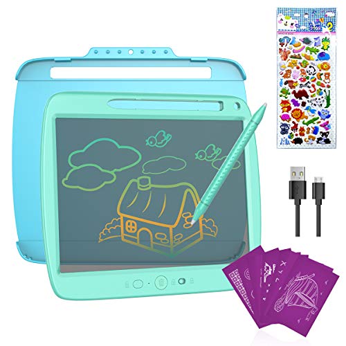 ERAY Tablet de Escritura LCD 9 Pulgada Colorida, Semi-Transparente/ 8 Plantillas Regaladas/Doble Punta del Lápiz/USB Carga/Anti-Golpes/Función de Bloqueo, Tablero de Dibujo para los Niños, Azul ERAY Tablet de Escritura LCD 9 Pulgada Colorida, Semi-Transparente/ 8 Plantillas Regaladas/Doble Punta del Lápiz/USB Carga/Anti-Golpes/Función de Bloqueo, Tablero de Dibujo para los Niños, Azul