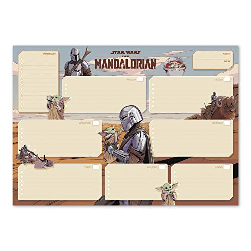 ERIK - Bloc planificador semanal A3 Star Wars, The Mandalorian, Baby Yoda, Grogu, Producto oficial, 29,7x42 cm ERIK - Bloc planificador semanal A3 Star Wars, The Mandalorian, Baby Yoda, Grogu, Producto oficial, 29,7x42 cm