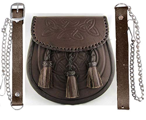 Escarcela Kilt Celta Desplazado Estampado Cuero Marrón Encaje Borde Tejido Kiltwear Kilts Escarcela Kilt Celta Desplazado Estampado Cuero Marrón Encaje Borde Tejido Kiltwear Kilts