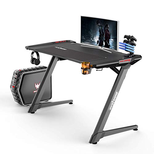 Escritorio para juegos Outshine Gaming Destiny Gaming Desk PC Consola Gaming Escritorios con alfombrilla de ratón y RGB LED luces Cable Management Negro para el hogar oficina recámara