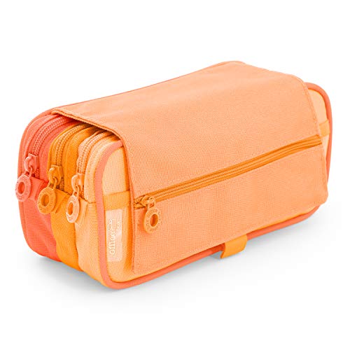 Estuche Portatodo Triple de Amplios Apartados Interiores con Tres Cremalleras para Material Escolar o Neceser. Blush Pastel Naranja Estuche Portatodo Triple de Amplios Apartados Interiores con Tres Cremalleras para Material Escolar o Neceser. Blush Pastel Naranja