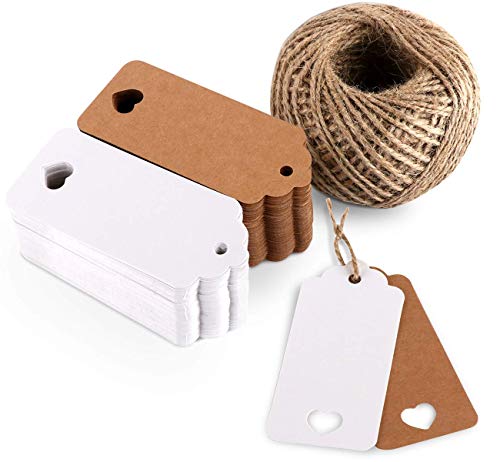 Etiquetas de Papel Kraft 200 Piezas Gift Tags Etiquetas de Regalo Etiquetas de Boda con de Cuerda de Yute (Blanco,Marrón) Etiquetas de Papel Kraft 200 Piezas Gift Tags Etiquetas de Regalo Etiquetas de Boda con de Cuerda de Yute (Blanco,Marrón)