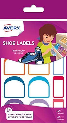 Etiquetas para zapatos de varios tamaños, 16 y 30 x 30 mm, 8 y 1,5 x 3 cm