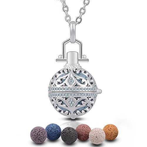 Eudora Colgante Aromaterapia Mujer Difusor de Aroma, Piedra Volcánica Collar de Difusor de Aceite Esencial de Aromaterapia joyería Perfume Camafeo Jaula Bola de Lava 7pcs Eudora Colgante Aromaterapia Mujer Difusor de Aroma, Piedra Volcánica Collar de Difusor de Aceite Esencial de Aromaterapia joyería Perfume Camafeo Jaula Bola de Lava 7pcs