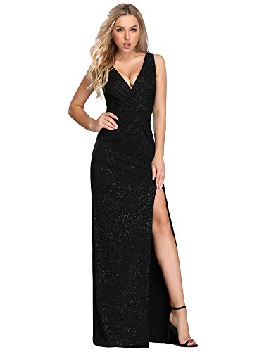 Ever-Pretty Vestido Fiesta Noche Largo Cuello V sin Mangas para Mujer Brillante Imperio Abertura Negro 46 Ever-Pretty Vestido Fiesta Noche Largo Cuello V sin Mangas para Mujer Brillante Imperio Abertura Negro 46