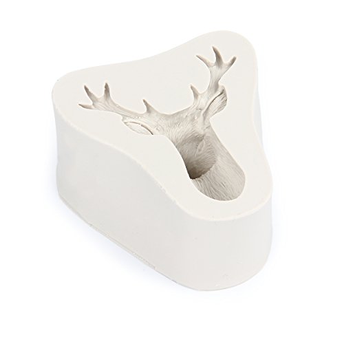 Evilandat Molde de silicona 3D con cabeza de ciervo o alce, para fondant, galletas, chocolate, hornear, tartas o magdalenas, ideal para decoraciones navideñas