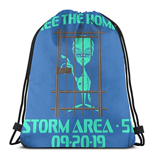 ewretery Drawstring Bags Storm Area=51 Alien Unisex Drawstring Backpack Sports Bag Rope Bag Big Bag Drawstring Tote Bag Gym Backpack In Bulk