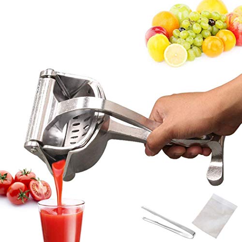 Exprimidor Limón Manual,Exprimidor de limón Manual - Exprimidor de Frutas Gadget de Cocina - Plata - Viene con 10 bolsas de filtro y 1 pinza.