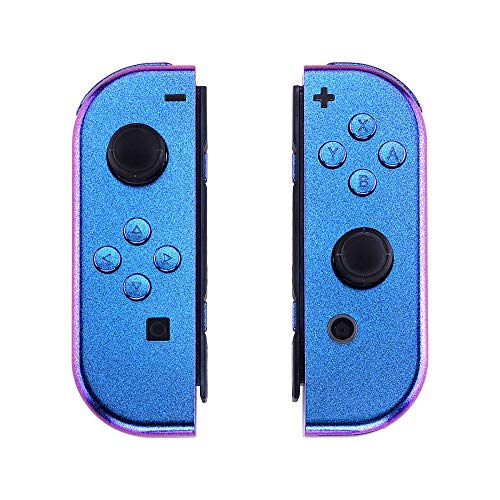 eXtremeRate Carcasa Joy-Con para Nintendo Switch Funda de Agarre de reemplazo Shell de bricolaje metálico con Botón completo para Nintendo Switch No incluye la Carcasa de la consola(De Azul a Violeta)