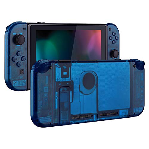 eXtremeRate Carcasa Transparente para Nintendo Switch Funda Completa Protector para Mando Controlador Consola Joy-con de Nintendo Switch Accesorios Shell Placa de reemplazo con Botón Completo(Azul)