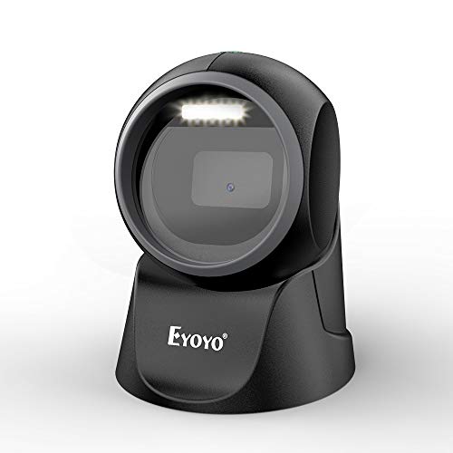 Eyoyo 1D 2D QR Escáner de Código de Barras de Escritorio, Lector de Código de Barras Omnidireccional con Escaneo de Detección Automática Manos Libres para POS, PC, Supermercado y Librería(EY-7130)