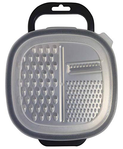 Fackelmann 40906 - Rallador rectangular con recipiente, 25 x 19 x 6 cm, Sybaris, (color: blanco semitransparente y gris), cantidad: 1 unidad, acero inoxidable Fackelmann 40906 - Rallador rectangular con recipiente, 25 x 19 x 6 cm, Sybaris, (color: blanco semitransparente y gris), cantidad: 1 unidad, acero inoxidable