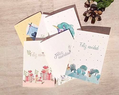 Felicitaciones de navidad // Set de 6 tarjetas navideñas con sobre // Gastos de envío gratis