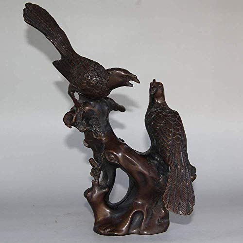 Feng Shui Exquisito de Cobre Viejo Tallada Dos de Coleccion Brass en la Escultura del árbol de Ciruelo Estatua estatuilla Ornamento artesanales Adornos Regalos 124